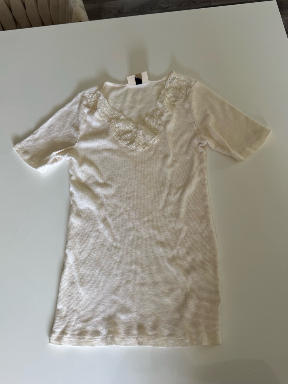 White Lace Short Sleeve Top